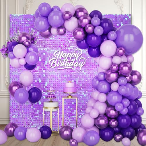 48 Stück bunte lila schimmernde Wandhintergründe, quadratische Pailletten-Fotohintergründe, Glitzer-Wandhintergrund für Geburtstage, Hochzeiten, Halloween, Verlobungen, Disco-Bachelorette-Party-Dekor von ZEBMOON