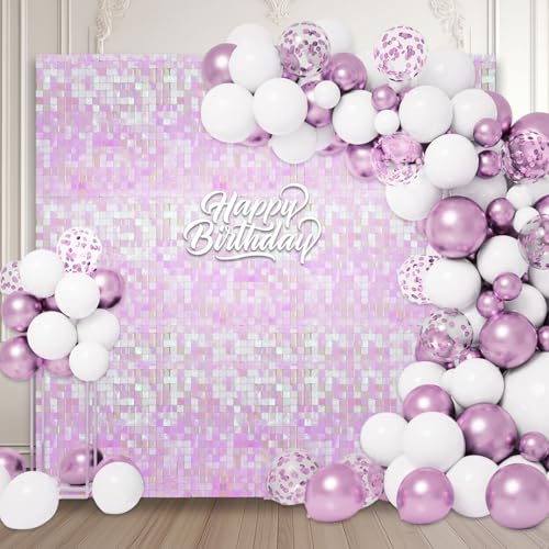 48 Stück bunte rosa schimmernde Wandhintergründe, quadratische Pailletten-Fotohintergründe, Glitzer-Wandhintergrund für Geburtstage, Hochzeiten, Halloween, Verlobungen von ZEBMOON