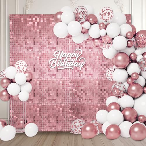 48 Stück tiefrosa schimmernde Wandhintergründe, quadratische Pailletten-Fotohintergründe, Glitzer-Wandhintergrund für Geburtstage, Hochzeiten, Halloween, Verlobungen, Disco Junggesellinnenabschiede von ZEBMOON