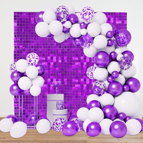 Schimmernder Wandhintergrund, quadratisch, lila, Pailletten-Hintergründe, Glitzer-Wandhintergrund für Geburtstage, Hochzeiten, Abschlussfeiern, Verlobungen, Disco-Bachelorette-Party-Dekoration (1,2 x Schimmernder Wandhintergrund, quadratisch, lila, Pailletten-Hintergründe, Glitzer-Wandhintergrund für Geburtstage, Hochzeiten, Abschlussfeiern, Verlobungen, Disco-Bachelorette-Party-Dekoration (1,2 x von ZEBMOON