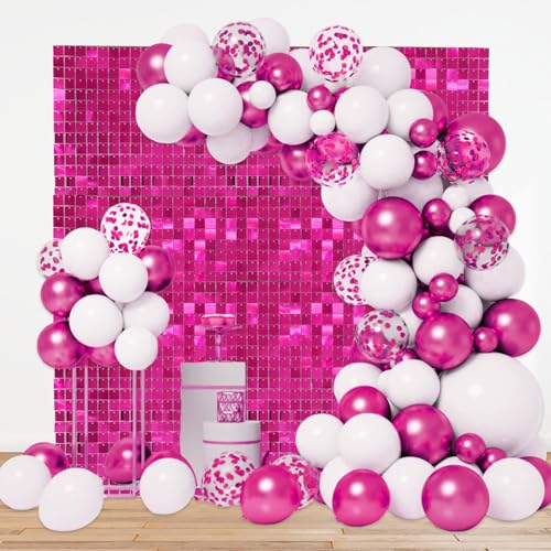 Schimmernder Wandhintergrund, quadratisch, Hot Pink, Pailletten-Hintergründe, Glitzer-Wandhintergrund für Geburtstage, Hochzeiten, Abschlussfeiern, Verlobungen, Disco-Bachelorette-Party-Dekoration Schimmernder Wandhintergrund, quadratisch, Hot Pink, Pailletten-Hintergründe, Glitzer-Wandhintergrund für Geburtstage, Hochzeiten, Abschlussfeiern, Verlobungen, Disco-Bachelorette-Party-Dekoration von ZEBMOON