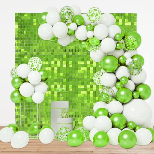 Schimmernder Wandhintergrund, quadratisch, grün, Pailletten-Hintergründe, Glitzer-Wandhintergrund für Geburtstage, Hochzeiten, Abschlussfeiern, Verlobungen, Disco-Bachelorette-Party-Dekoration (1,2 x Schimmernder Wandhintergrund, quadratisch, grün, Pailletten-Hintergründe, Glitzer-Wandhintergrund für Geburtstage, Hochzeiten, Abschlussfeiern, Verlobungen, Disco-Bachelorette-Party-Dekoration (1,2 x von ZEBMOON