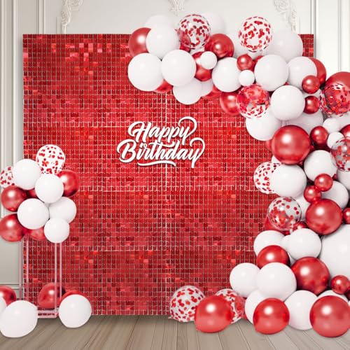 Schimmernder Wandhintergrund, quadratisch, rote Pailletten, Foto-Hintergründe, Glitzer-Wandhintergrund für Geburtstage, Hochzeiten, Abschlussfeiern, Verlobungen, Babypartys Schimmernder Wandhintergrund, quadratisch, rote Pailletten, Foto-Hintergründe, Glitzer-Wandhintergrund für Geburtstage, Hochzeiten, Abschlussfeiern, Verlobungen, Babypartys von ZEBMOON
