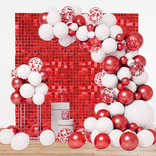 Schimmernder Wandhintergrund, quadratisch, rote Pailletten-Hintergründe, Glitzer-Wandhintergrund für Geburtstage, Hochzeiten, Abschlussfeiern, Verlobungen, Disco-Bachelorette-Party-Dekoration (1,2 x Schimmernder Wandhintergrund, quadratisch, rote Pailletten-Hintergründe, Glitzer-Wandhintergrund für Geburtstage, Hochzeiten, Abschlussfeiern, Verlobungen, Disco-Bachelorette-Party-Dekoration (1,2 x von ZEBMOON