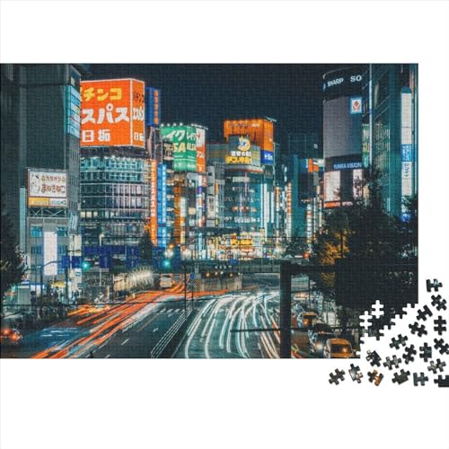 1000 Teile Japanisches Stadtpuzzle für Erwachsene und Kinder, kreatives rechteckiges Puzzle, Holzpuzzle, lustiges Lernspielzeug, 1000 Teile (75 x 50 cm) von ZEBWAY