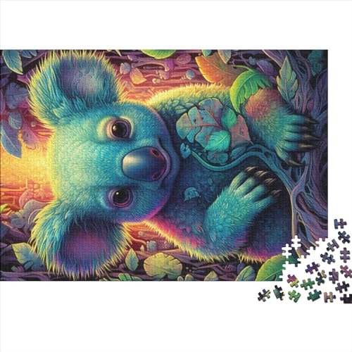1000 Teile Koala-Puzzle für Erwachsene und Kinder, kreatives rechteckiges Puzzle, Holzpuzzle, lustiges Lernspielzeug, 1000 Teile (75 x 50 cm) von ZEBWAY