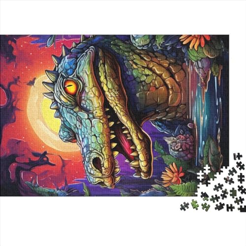 1000 Teile Kunst-Krokodil-Puzzle für Erwachsene, Intellektuelles Spiel, Puzzle-Spielzeug für Kinder, 1000 Teile (75 x 50 cm) von ZEBWAY