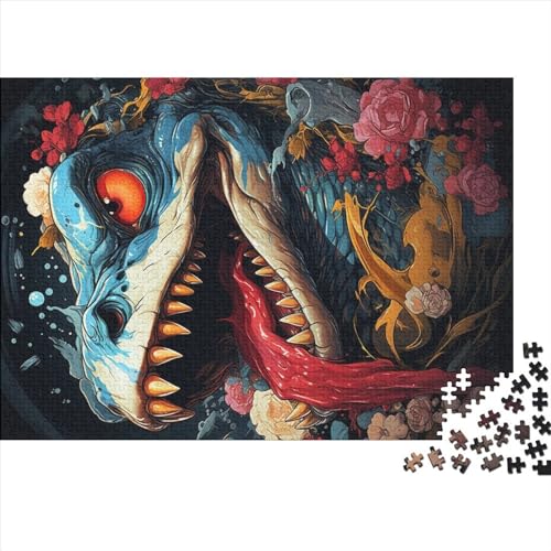 1000 Teile Kunst-Tier-Dinosaurier-Puzzle für Erwachsene und Kinder, kreatives rechteckiges Puzzle, Holzpuzzle, lustiges Lernspielzeug, 1000 Teile (75 x 50 cm) von ZEBWAY