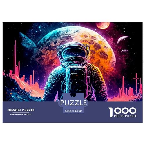 1000 Teile Puzzle Astronaut Bunte Puzzles für Erwachsene Holzbrettpuzzles Anspruchsvolles Spiel 1000 Teile (75 x 50 cm) von ZEBWAY