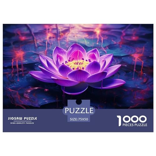 1000 Teile Puzzle Lila Lotus für Erwachsene Kinder Holzpuzzle Lernspielzeug 1000 Teile (75 x 50 cm) von ZEBWAY