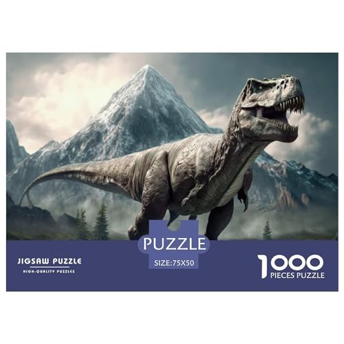 1000 Teile Puzzle für Erwachsene Rexes-Dinosaur-Genus-Tyrannosaurus-Mountain Puzzlesets für Familien Holzpuzzles Brain Challenge Puzzle 1000 Teile (75x50cm) von ZEBWAY