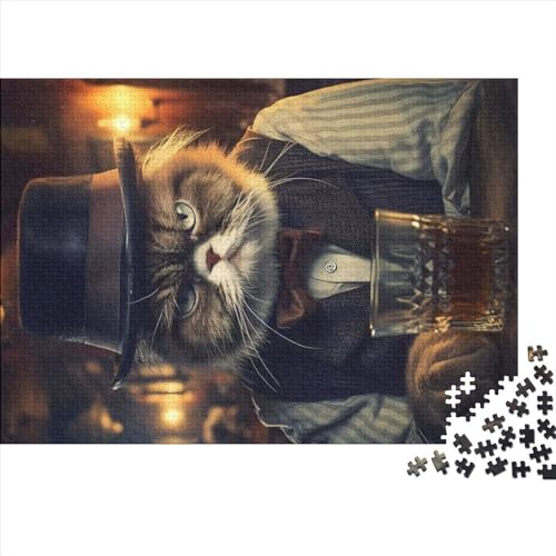 1000 Teile Puzzles Gentleman Grumpy Cat Puzzles für Erwachsene Holzpuzzles Lernspiel für Erwachsene Kinder 1000 Teile (75x50cm) von ZEBWAY