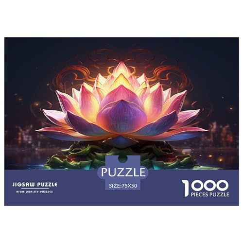 1000 Teile Sommer-Lotus-Puzzle für Erwachsene und Kinder, kreatives rechteckiges Puzzle, Holzpuzzle, lustiges Lernspielzeug, 1000 Teile (75 x 50 cm) von ZEBWAY
