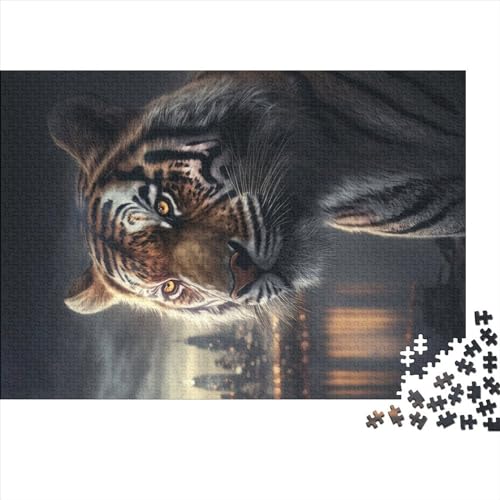 1000 Teile Tiger in der Großstadt, Puzzle für Erwachsene und Kinder, kreatives rechteckiges Puzzle, Holzpuzzle, lustiges Lernspielzeug, 1000 Teile (75 x 50 cm) von ZEBWAY