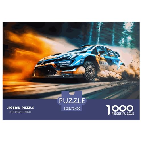 1000 Teile Wald-Rallye-Autorennen-Puzzle für Erwachsene und Kinder, kreatives rechteckiges Puzzle, Holzpuzzle, lustiges Lernspielzeug, 1000 Teile (75 x 50 cm) von ZEBWAY