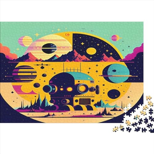 1000 Teile Weltraumfarbenes Katzenpuzzle für Erwachsene und Kinder, kreatives rechteckiges Puzzle, Holzpuzzle, lustiges Lernspielzeug, 1000 Teile (75 x 50 cm) von ZEBWAY