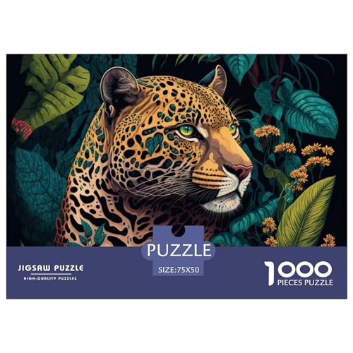 1000 Teile kreative Puzzles, Leoparden-Tier-Geschenk-Puzzles, rechteckiges Puzzle-Spielzeug für Erwachsene, 1000 Stück (75 x 50 cm) von ZEBWAY