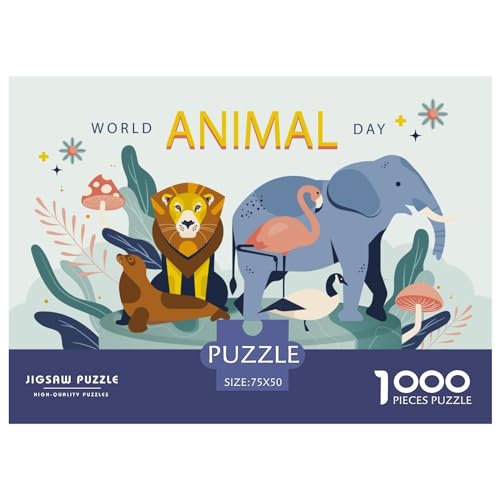 1000 Teile kreatives Puzzle, Kinder-Löwen-Puzzle, rechteckiges Puzzle, Lernspielzeug, Geschenk für Kinder und Erwachsene, 1000 Stück (75 x 50 cm) von ZEBWAY