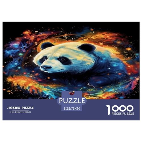 1000 Teile kreatives Puzzle, Panda-Farbpuzzle, rechteckiges Puzzle, Lernspielzeug, Geschenk für Kinder und Erwachsene, 1000 Stück (75 x 50 cm) von ZEBWAY