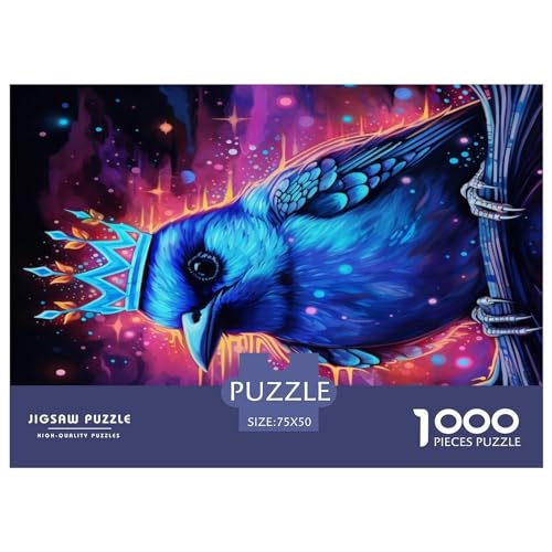 1000 Teile kreatives Puzzle, Vogel mit Krone, rechteckiges Puzzle, Lernspielzeug, Geschenk für Kinder und Erwachsene, 1000 Teile (75 x 50 cm) von ZEBWAY
