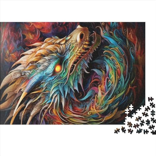 1000-teiliges Puzzle, Kunstdrache für Erwachsene, Kinder, Holzpuzzle, Lernspielzeug, 1000 Teile (75 x 50 cm) von ZEBWAY