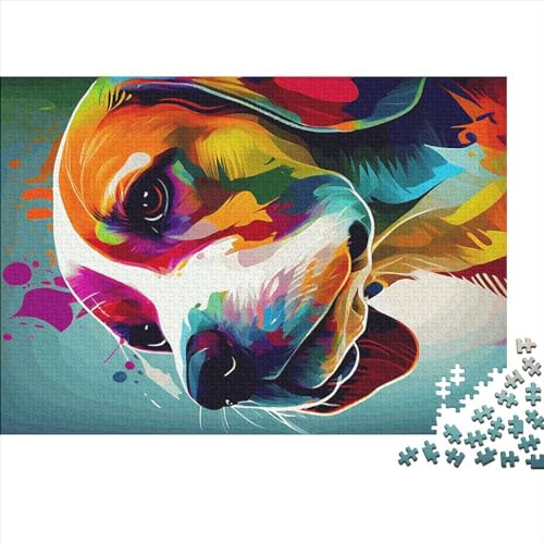 1000-teiliges Puzzle für Erwachsene, Beagle, Bunte Geschenke, kreative rechteckige Puzzles, Holzpuzzle 1000 Teile (75 x 50 cm) von ZEBWAY