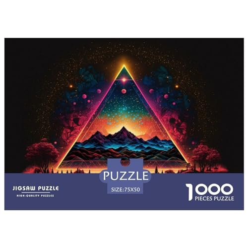 1000-teiliges rechteckiges Puzzle für Erwachsene, Neon-Dreieck-Kunst, kreatives Puzzle, Herausforderungsspielzeug, 1000 Teile (75 x 50 cm) von ZEBWAY
