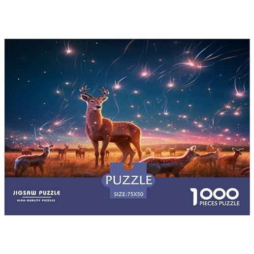 1000-teiliges rechteckiges Puzzle für Erwachsene, Tiere, Hirsch, kreative Puzzle-Herausforderung, Spielzeugpuzzle für Erwachsene und Kinder, 1000 Teile (75 x 50 cm) von ZEBWAY