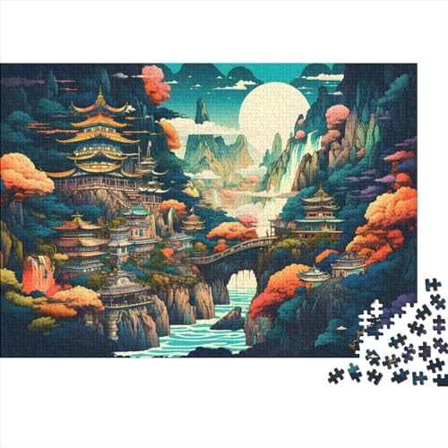 1000-teiliges rechteckiges Puzzle für Erwachsene, japanische Landschaft, kreative Puzzle-Herausforderung, Spielzeugpuzzle für Erwachsene und Kinder, 1000 Teile (75 x 50 cm) von ZEBWAY