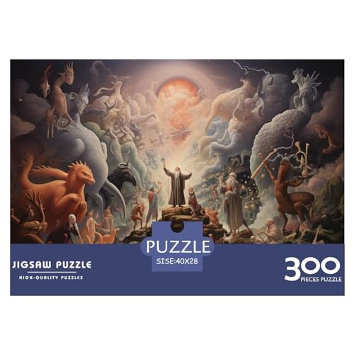 300 Teile Gott-Puzzle für Erwachsene und Kinder, kreatives rechteckiges Puzzle, Holzpuzzle, lustiges Lernspielzeug, 300 Teile (40 x 28 cm) von ZEBWAY