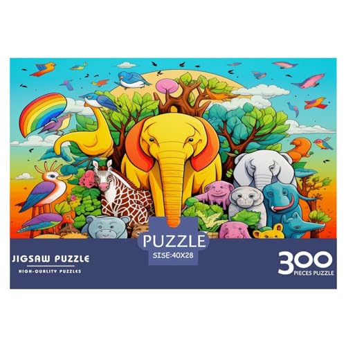300 Teile Puzzles Tiere Illustrationen Puzzles für Erwachsene Holzpuzzles Lernspiel für Erwachsene Kinder 300 Teile (40x28cm) von ZEBWAY