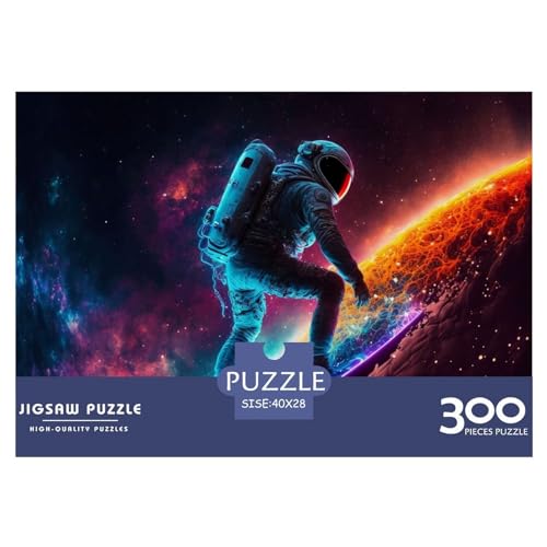 300 Teile kreative Puzzles, Astronaut Surft, der Stern, Geschenk-Puzzles, rechteckiges Puzzle-Spielzeug für Erwachsene, 300 Teile (40 x 28 cm) von ZEBWAY