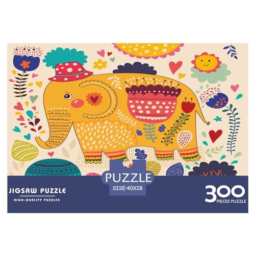 300 Teile kreative Puzzles, Kinder-Elefant-Puzzles, rechteckiges Puzzle, Lernspielzeug, Geschenk für Kinder und Erwachsene, 300 Stück (40 x 28 cm) von ZEBWAY