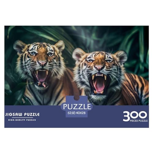300 Teile kreatives Puzzle, Zwei Tigerbabys, Geschenk-Puzzle, rechteckiges Puzzle-Spielzeug für Erwachsene, 300 Teile (40 x 28 cm) von ZEBWAY