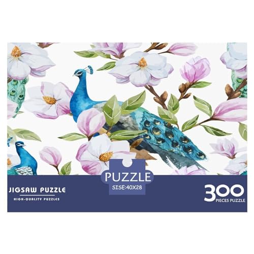 300-teiliges Puzzle, Blumen-Pfau-Puzzle für Erwachsene, Holzpuzzle, Lernspiel für erwachsenes Kind, 300 Teile (40 x 28 cm) von ZEBWAY
