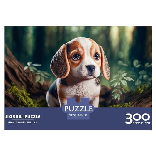 300-teiliges Puzzle für Erwachsene, Beagle-Welpe, Hund, Geschenke, kreative rechteckige Puzzles, Holzpuzzle 300 Teile (40 x 28 cm) von ZEBWAY