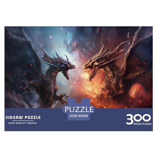 300-teiliges Puzzle für Erwachsene, Drachenkampf-Puzzle, Holzpuzzle für Erwachsene, Familienunterhaltungsspielzeug, 300 Stück (40 x 28 cm) von ZEBWAY
