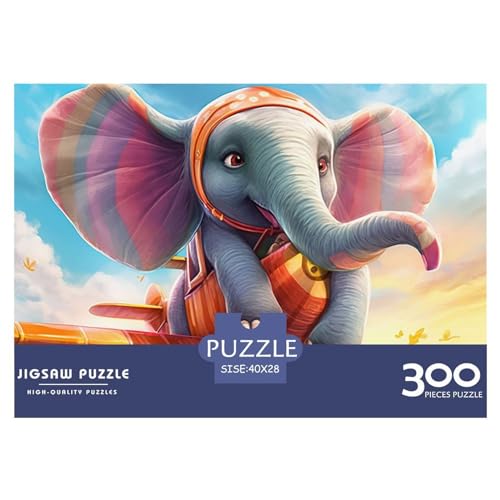 300-teiliges Puzzle für Erwachsene, Elefant im Flugzeug, Geschenke, kreative rechteckige Puzzles, Holzpuzzle 300 Teile (40 x 28 cm) von ZEBWAY