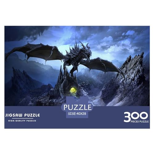 300-teiliges Puzzle für Erwachsene, Fantasy-Drachen-Geschenke, kreative rechteckige Puzzles, Holzpuzzle 300 Teile (40 x 28 cm) von ZEBWAY