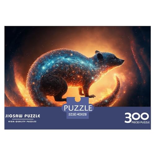 300-teiliges Puzzle für Erwachsene, Geistertier-Waschbär-Puzzle-Sets für Familien, Holzpuzzles, Gehirn-Herausforderungspuzzle, 300 Teile (40 x 28 cm) von ZEBWAY