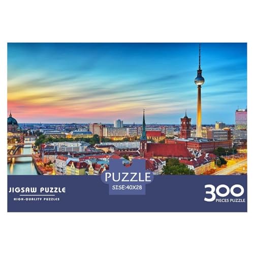 300-teiliges Puzzle für Erwachsene, Geschenke der Berliner Skyline, kreative rechteckige Puzzles, Holzpuzzle 300 Teile (40 x 28 cm) von ZEBWAY