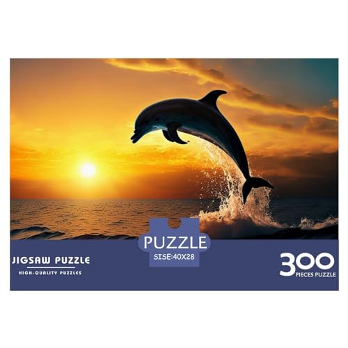 300-teiliges rechteckiges Puzzle für Erwachsene, Delfin-Surfen, kreative Puzzle-Herausforderung, Spielzeugpuzzle, 300 Teile (40 x 28 cm) von ZEBWAY
