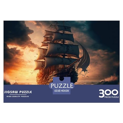 300-teiliges rechteckiges Puzzle für Erwachsene, Piratenschiff, kreative Puzzle-Herausforderung, Spielzeugpuzzle, 300 Teile (40 x 28 cm) von ZEBWAY