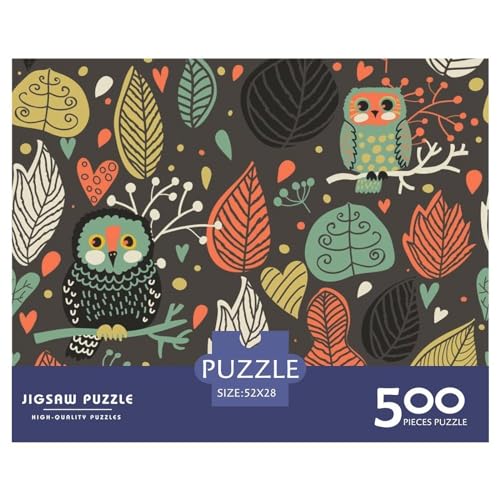 500 Stück Kinder-Eulen-Puzzle für Erwachsene und Kinder, kreatives rechteckiges Puzzle, Holzpuzzle, lustiges Lernspielzeug, 500 Stück (52 x 38 cm) von ZEBWAY