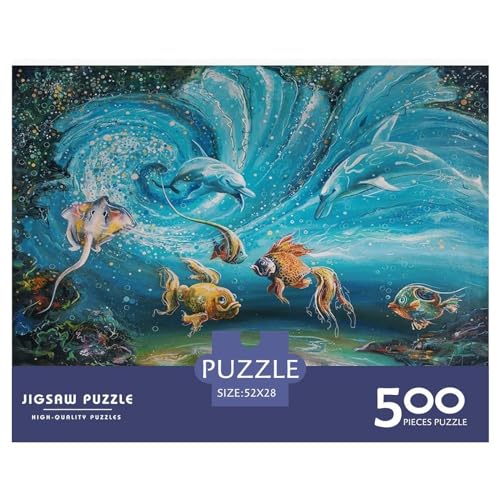 500 Teile Puzzle für Erwachsene Glow Fish Puzzle-Sets für Familien Holzpuzzles Brain Challenge Puzzle 500 Teile (52 x 38 cm) von ZEBWAY