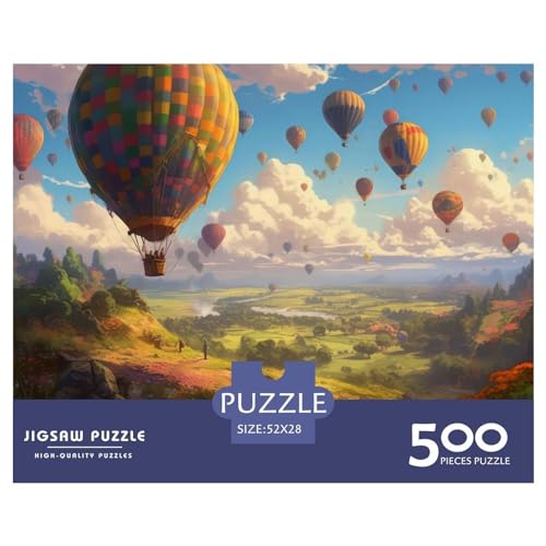 500 Teile Puzzles Heißluftballons Holzpuzzles Anspruchsvolles Spiel Quadratische Puzzles für Erwachsene und Kinder 500 Teile (52 x 38 cm) von ZEBWAY