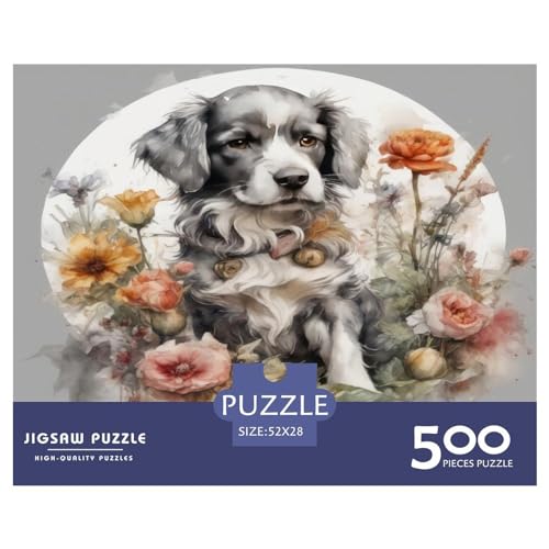 500 Teile kreatives Puzzle, Loge-Hund-Puzzle, rechteckiges Puzzle, Lernspielzeug, Geschenk für Kinder und Erwachsene, 500 Stück (52 x 38 cm) von ZEBWAY