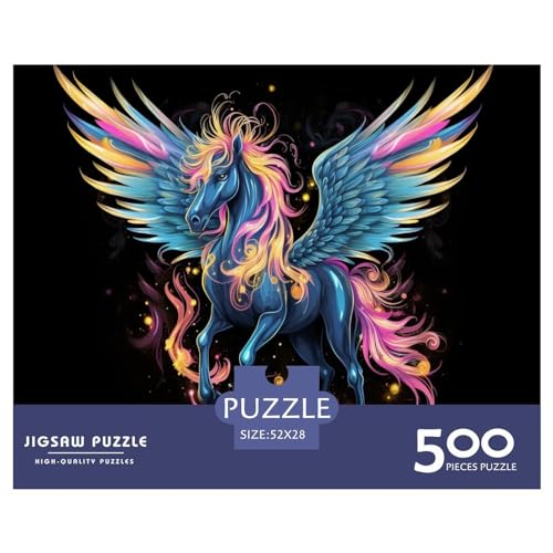 500-teiliges Puzzle, Fantasy_Einhorn-Puzzles für Erwachsene, Holzpuzzle, Lernspiel für Erwachsene, Kinder, 500 Teile (52 x 38 cm) von ZEBWAY