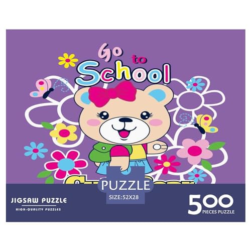 500-teiliges Puzzle, niedlicher Bär, für Kinder, für Erwachsene, Kinder, Holzpuzzle, Lernspielzeug, 500 Stück (52 x 38 cm) von ZEBWAY