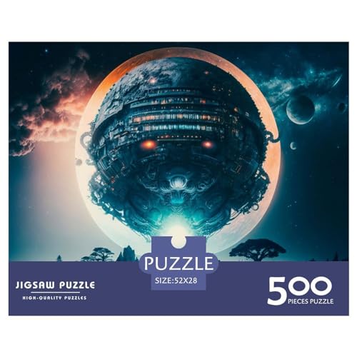 500-teiliges Puzzle für Erwachsene, Alien-Raumschiff-Puzzlesets für die Familie, Holzpuzzle, Gehirn-Herausforderungspuzzle, 500 Teile (52 x 38 cm) von ZEBWAY